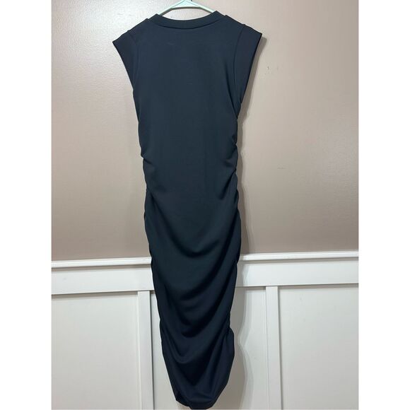 NWOT Rachel Parcell Ruched Classic Bodycon Black Midi Dress Women's Medium - Picture 11 of 11